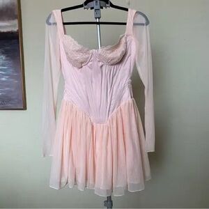 HOUSE OF CB VIVI SOFT PEACH CORSET MINI DRESS L+ (XL) Size 10-12 USA